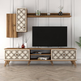 Hanah Home Unidad de TV Class S Nogal y Crema
